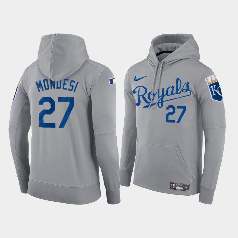 Men Kansas City Royals #27 Mondesi gray hoodie 2021 MLB Nike Jerseys->customized mlb jersey->Custom Jersey